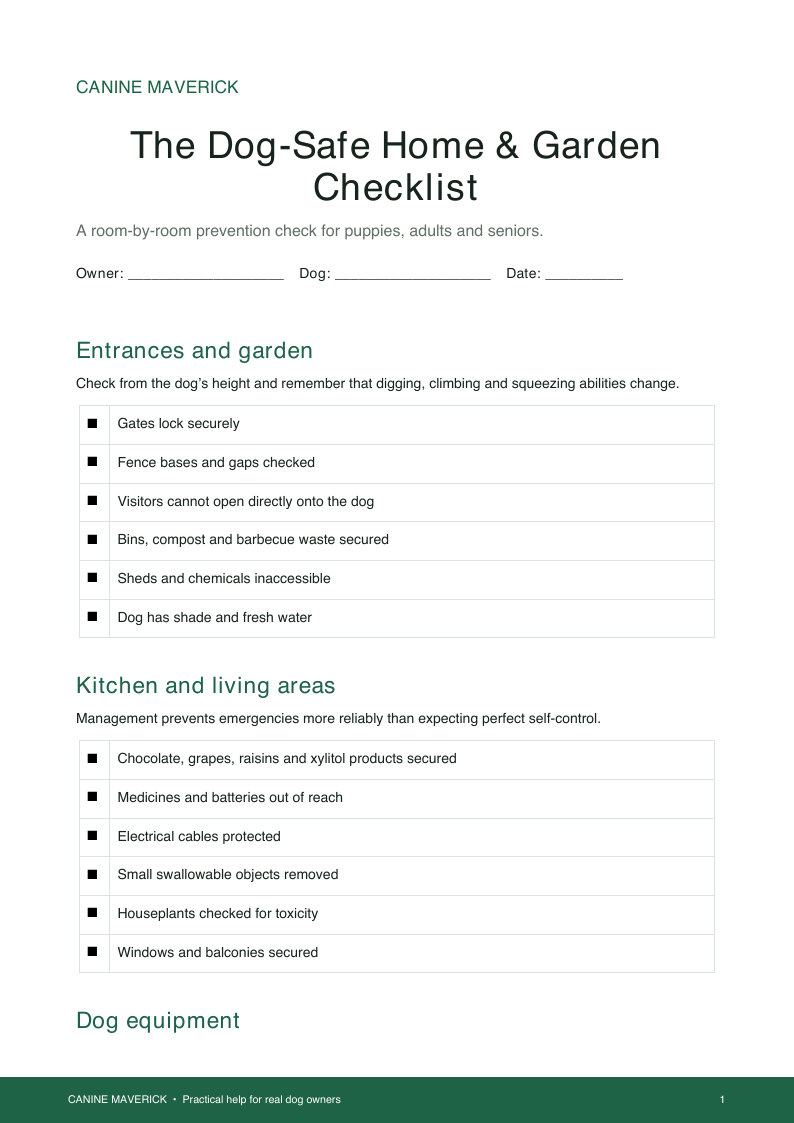Preview of Dog-Safe Home & Garden Checklist printable