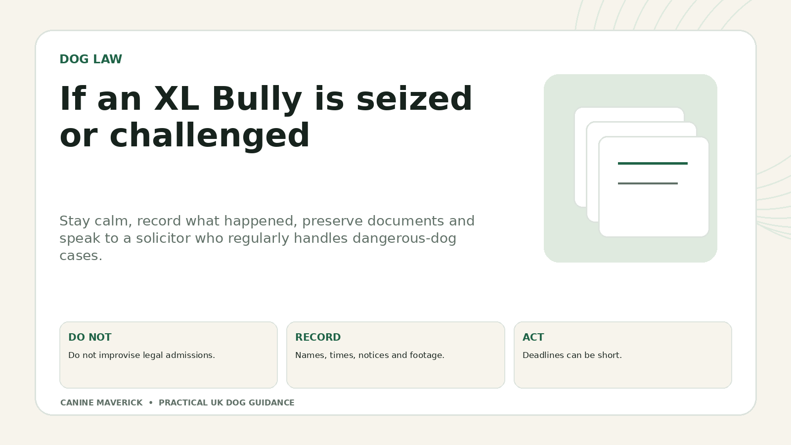 Dangerous dog legal documents and evidence checklist infographic
